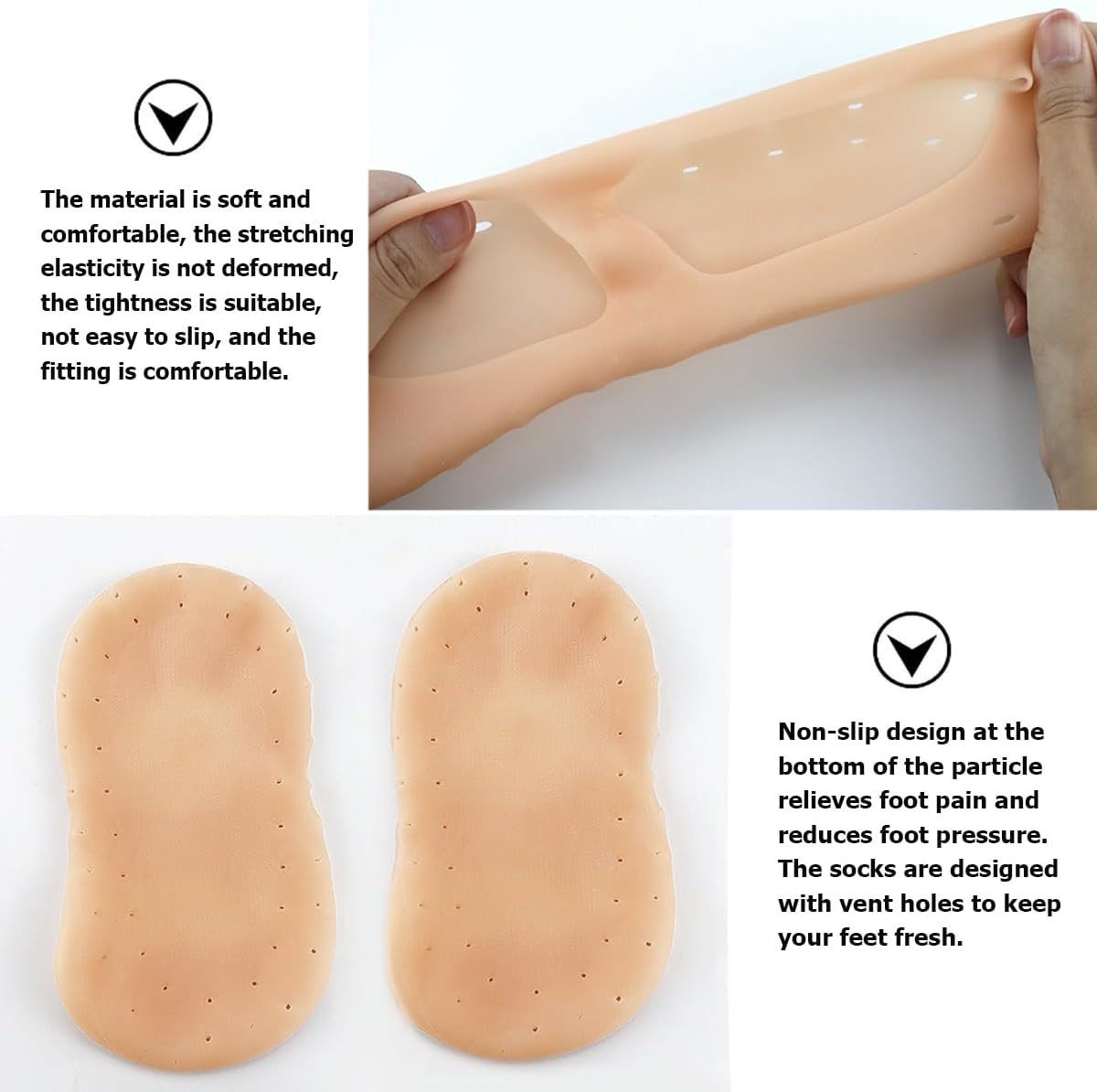 Silicone Socks - Moisturising Gel Socks for Dry Cracked Feet - Anti Crack Protector (Large)