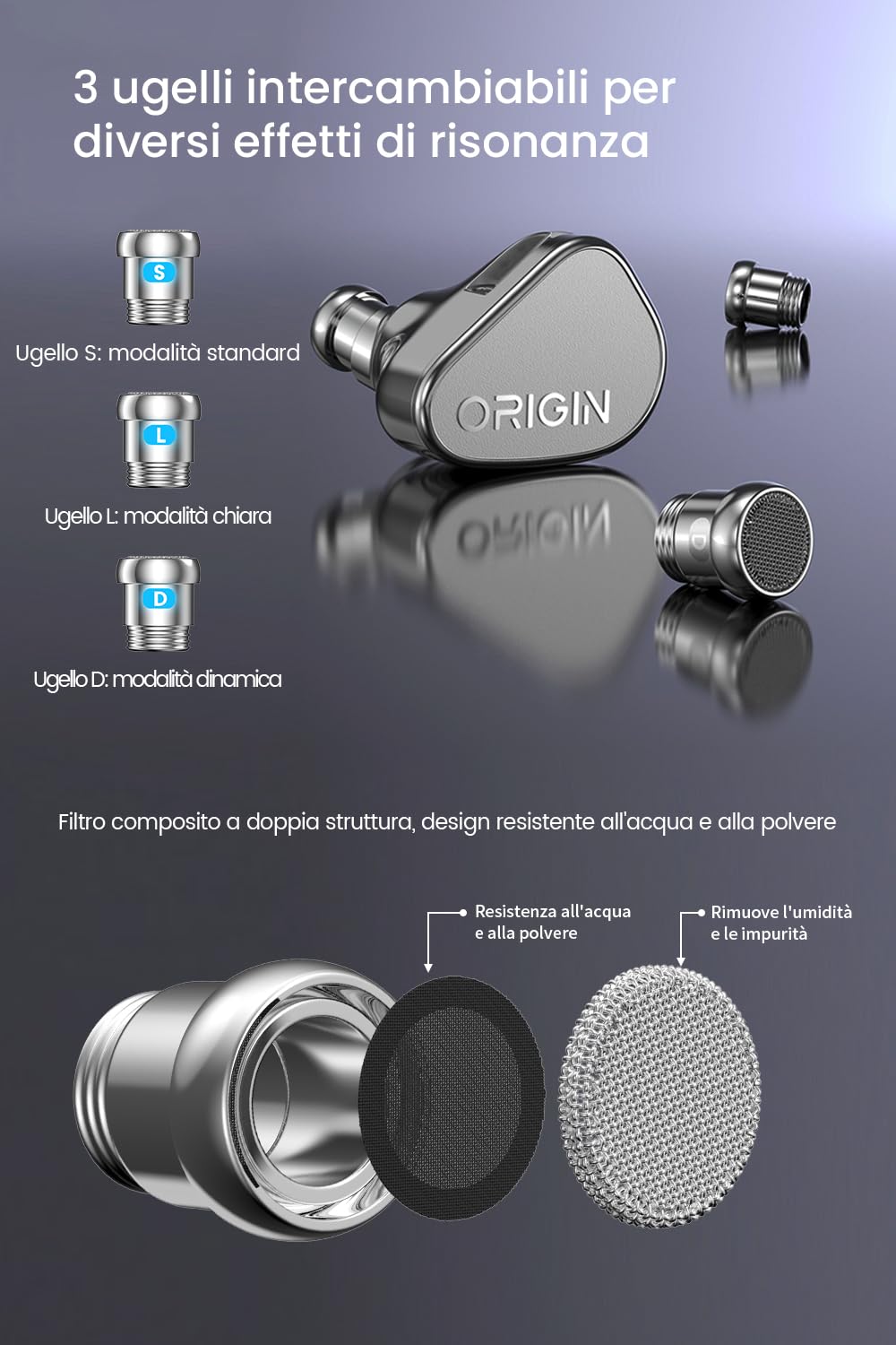 TANCHJIM ORIGIN Auricolari Cablati In-Ear, IEM 1DD DMT5 con Voce Migliorata, Cavo Scollegabile 2Pin 0.78 e 3 Ugelli di Accordatura, Doppio Circuito Magnetico a Bassa Distorsione per Audiofili