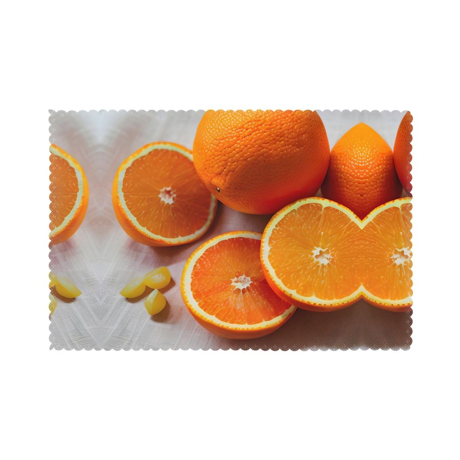 Fresh Orange Fruit Christmas Placemats Set of 6,Washable Table Mats