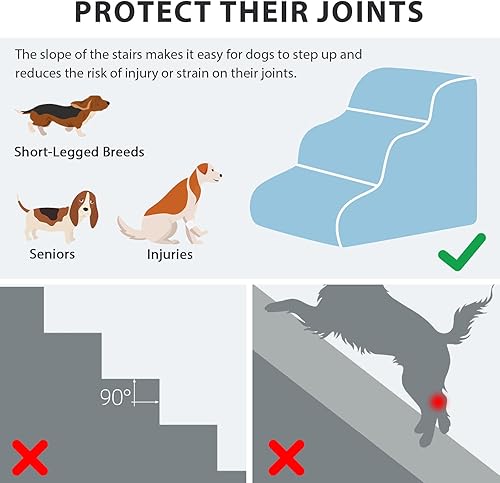 Miniatura 2 de Escaleras para perros para camas altas con túnel, escalones de 5 escalones para perros pequeños y gatos, escaleras plegables para mascotas para