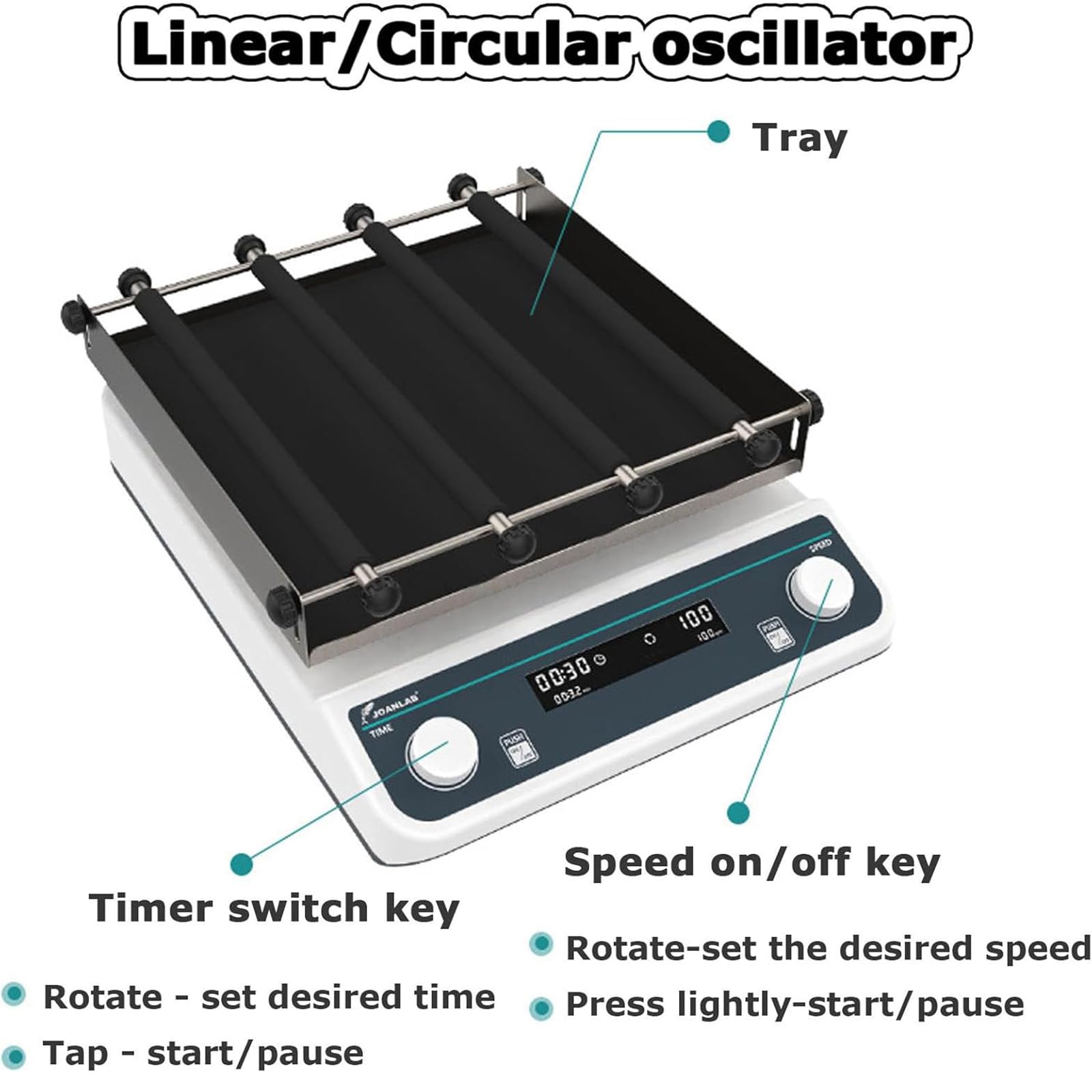 Laboratoryjny wytrząsacz orbitalny, regulowana prędkość 40-200 obr./min, poziomy oscylator żyracyjny z 24-godzinnym timerem, średnica orbitalna 20 mm do użytku laboratoryjnego
