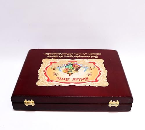 Miniatura 6 de Bellas Artes  Caja de cigarros de madera extra roja robusta vacía  9 x 6.5 x 1.75 pulgadas