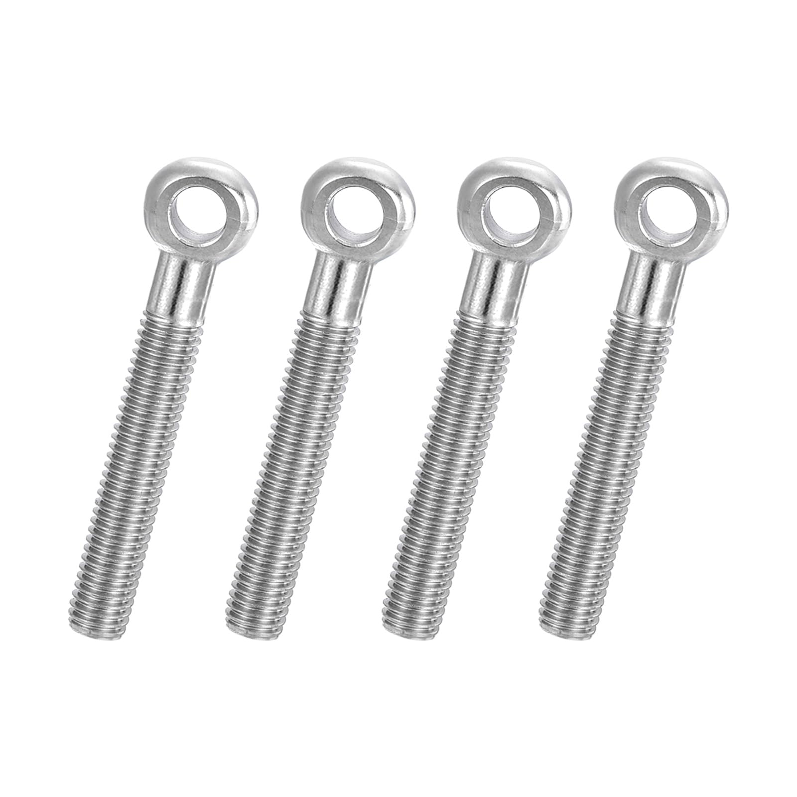 PATIKIL 4 Pcs M10x75mm Shoulder Swing Lifting Eye Bolt, 304 Stainless Steel Metric Half Tooth Thread Fisheye Eye Slip Hole Screw Rigging Bolt Metal Fasteners Screws, Silver Tone