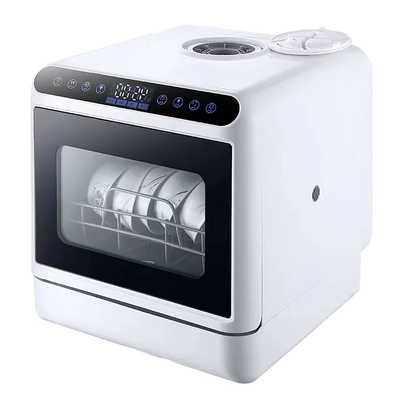 Lavavajillas portátil encimera 4 programas lavado secado por aire caliente, lavavajillas automático pequeño sobremesa, conexión grifo o llenado manual, ahorro de energía for 4 a 6 personas