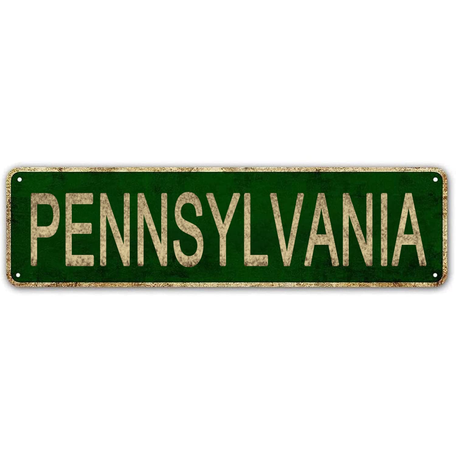 LINStore Pennsylvania Sign, America State Name Vintage Metal Tin Sign, Wall Decor for Office/Home/Classroom - Best Decor Gift Ideas for Women Men Friends 4x16 Inches