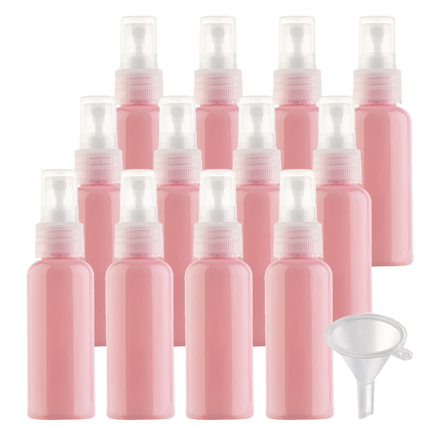 50 Stück 50ml Sprühflasche Rosa Leer Feinen Nebel Sprühflasche Reise Zerstäuber Klein Plastik Nebel Parfümzerstäuber Reiseflaschen mit Trichter