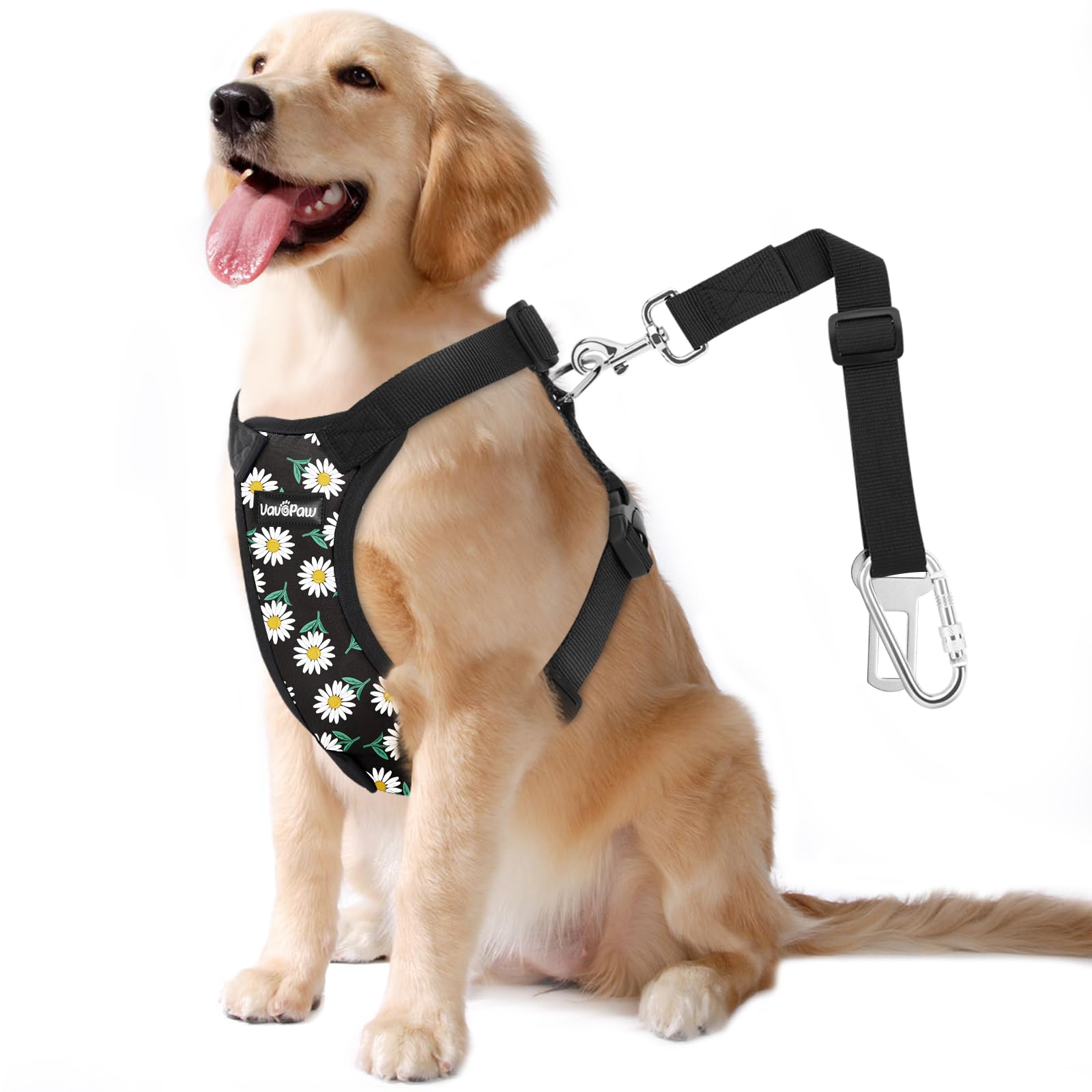 VavoPaw Dog Seat Belt, Safety Vest Dog Car Harness with Adjustable Buckle Dog Seat Belt for Vehicle Nylon Pet Safety Seat Belts Heavy Duty(XL, Black