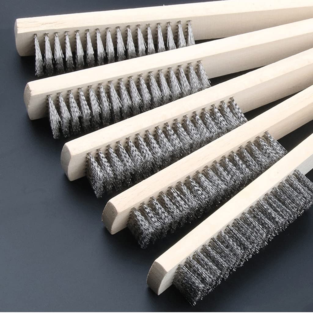Wire Brush Set For 3-Pack Multi Purpose Wood Handle Stainless Steel Wire Scratch Brush For Heavy&Light