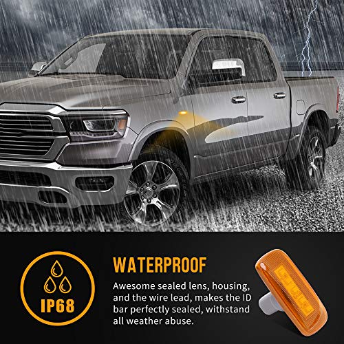 HUSUKU 4PCS 5Led Colorful Lens Dual Cab Bed Fender LED Side Marker Lights For 2010-2017 Dodge Ram 2500 3500 (2x Amber, 2x Red)