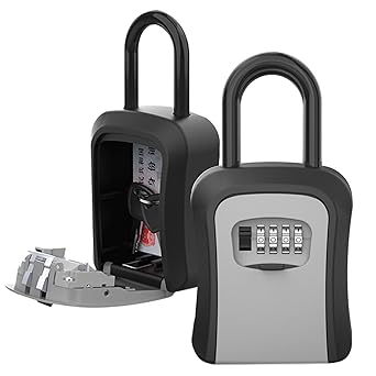 SAFEKEY HAVEN Key Lock Box with Small 4 Digit Combination | Wall Mounted Secure Lock Box for House Key | Resettable Code Safe Security Key Box | Indoor & Outdoor Keys Lockbox for Key Management (A1)