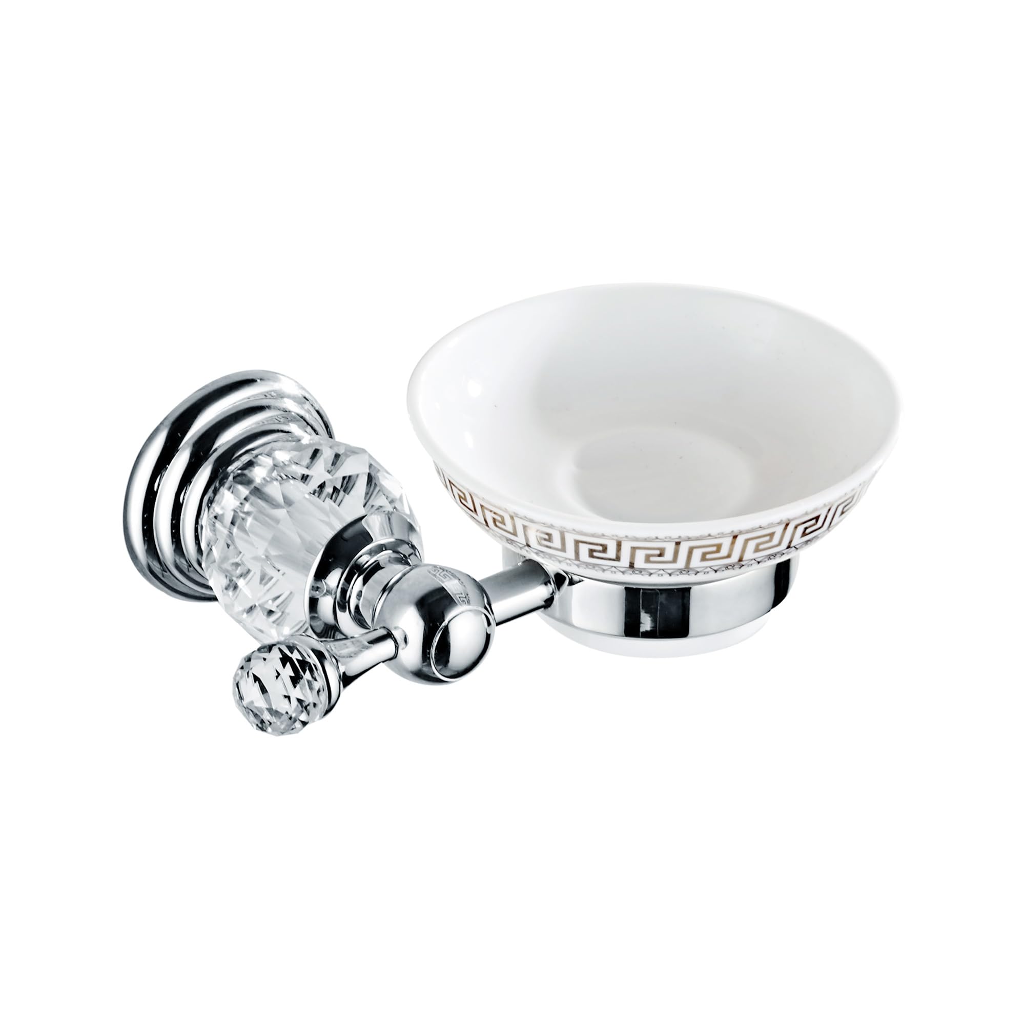 Peonybath Bright Chrome Chrome Bathroom Soap Dish Holder, Silver Crystal Bathroom Hardware