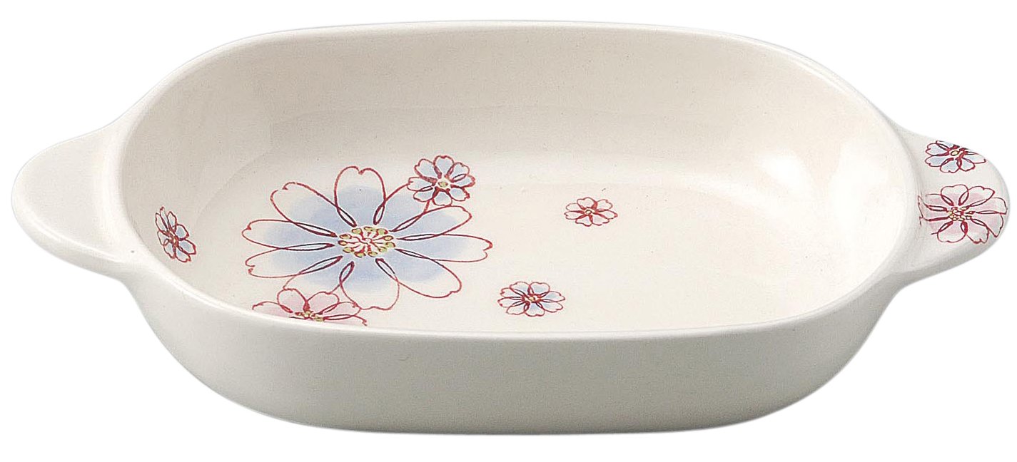 Banko Ware 14619 Oven-Safe Au Gratin Dish, Blue Marie, Diameter Approx. 8.7 inches (22 cm), Microwave Safe, Made in Japan