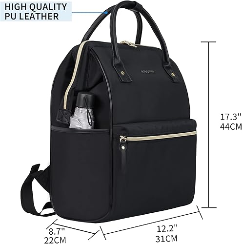 Miniatura 4 de KROSER Mochila para laptop de 17 pulgadas, elegante mochila repelente al agua, mochila informal para universidad con puerto USB, bolsa de trabajo de