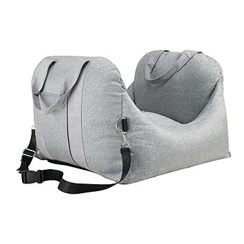 Indy Mall Dog Car Seat with Storage Pocket Removable Pet Booster Seat Bag for Travel Light Grey