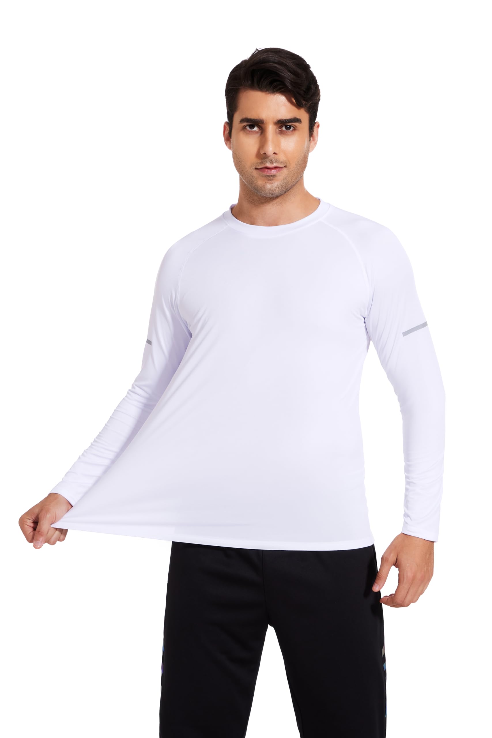 AMZSPORT 3 Pezzi Maglia Uomo Maniche Lunghe Maglietta da Corsa ad Asciugatura Rapida Maglie Sportiva Palestra Top Outdoor Tennis