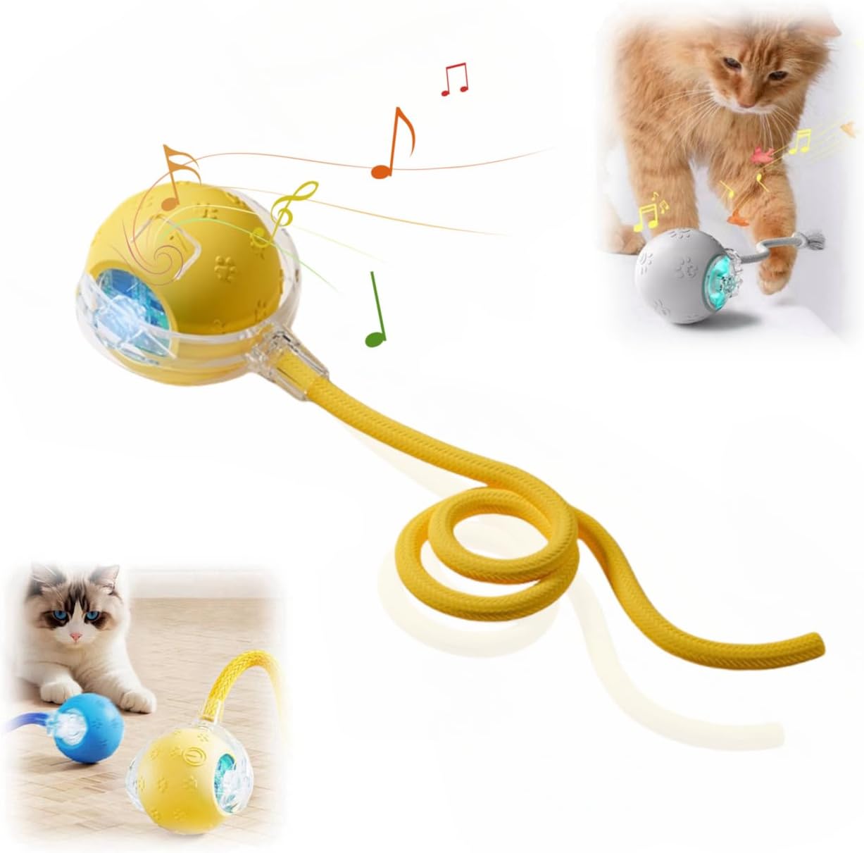 Balle Interactive Automatique Pour Chiot Et Chat - Roulage 360°, Lumière, Activation Tactile