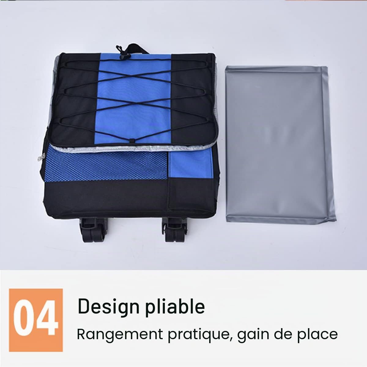 Grand sac isotherme de 43 l - Pliable - Avec barres de liaison et roulettes - Pour camping, pique-nique, plein air, voyages, courses en voiture