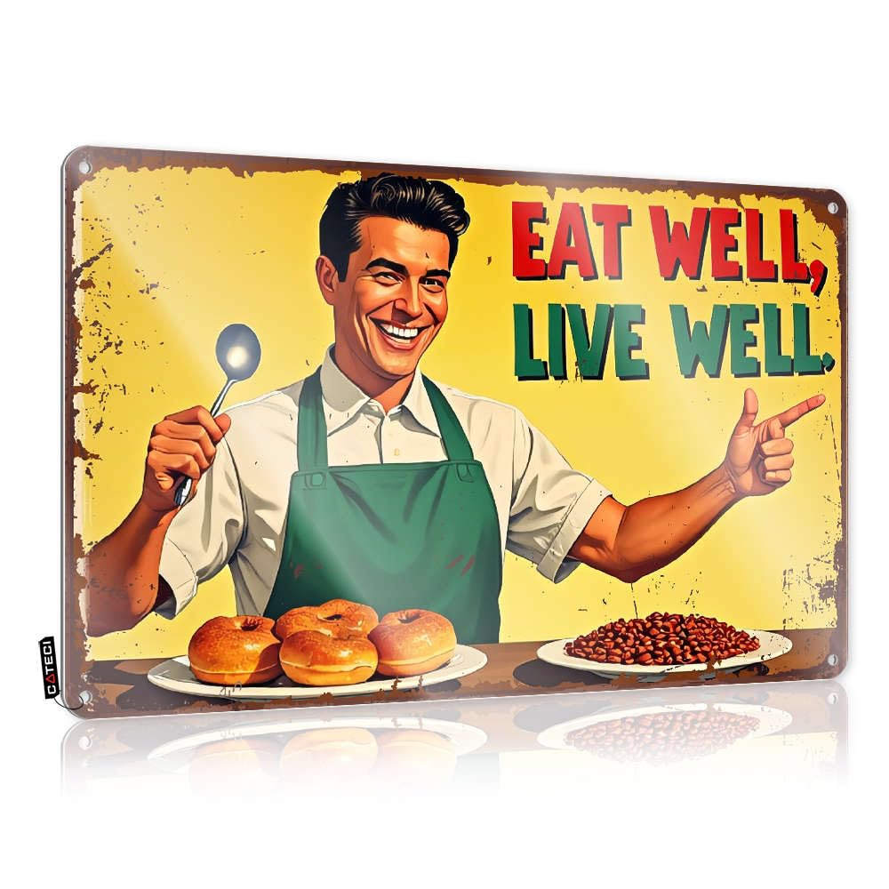 Decaor Farm Farmhouse Signs - Eat Well, Live Well. Private Rustic Wall Hanging(30X40CM)
