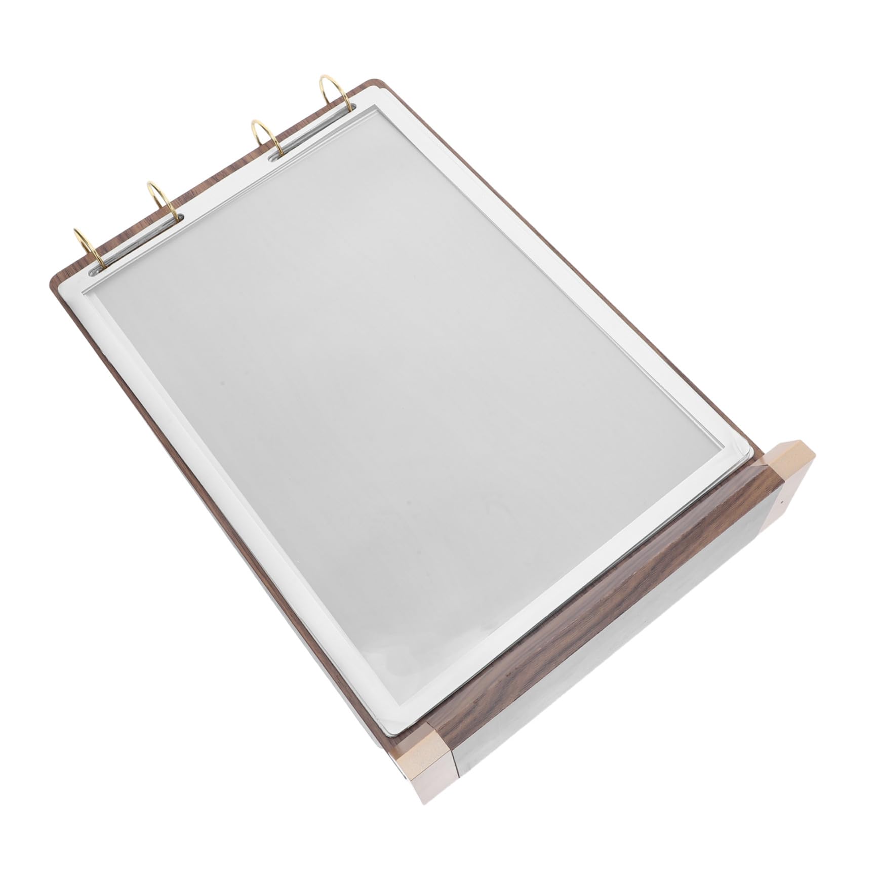 ABOOFAN Soporte para Menús de Mesa de Nogal Natural Exhibidor de Cartas con Base de Madera Páginas Doble Cara Porta Carteles para Restaurantes y Bares