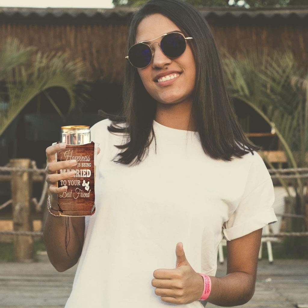VictoryStore SLIM Can Coolers: “Happiness is being Married To Your Best Friend” Wedding Skinny Can Coolers (50, Slim Can Coolers)