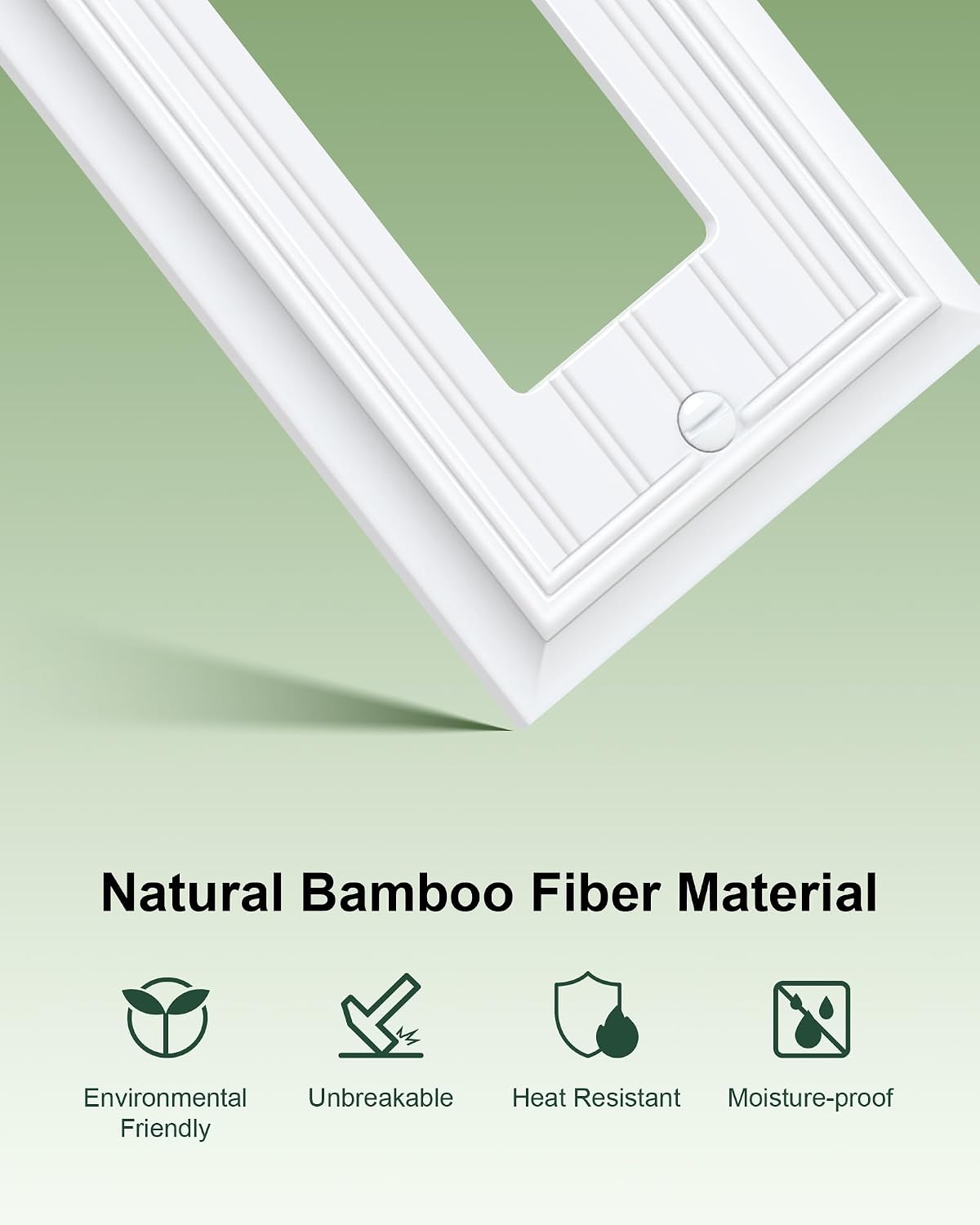 2-Pack Classic Beadboard Natural Bamboo Fiber Decorator Wall Plate Cover image 3