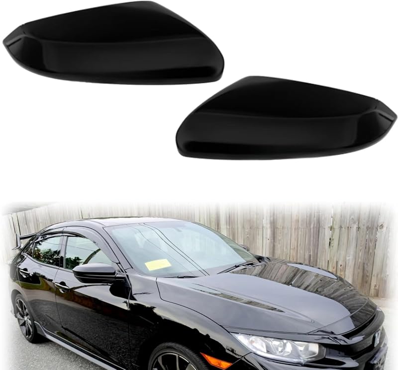 Capa do Retrovisor Externo ABAGAEL para Honda Civic 10ª Geração 2016–2021 – Preto Brilhante, Par