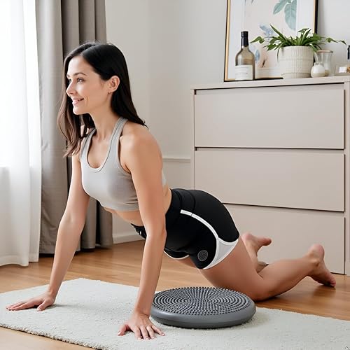 Miniatura 19 de AppleRound Cojín inflable con bomba de mano, tabla de estabilidad de aire (extragruesa), disco de equilibrio de núcleo para adultos, asiento