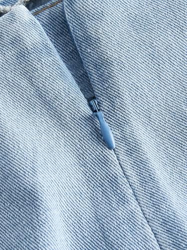 WDIRARA Women's Low Rise Wrap Asymmetrical Denim Skirt Short Jean Skirts4