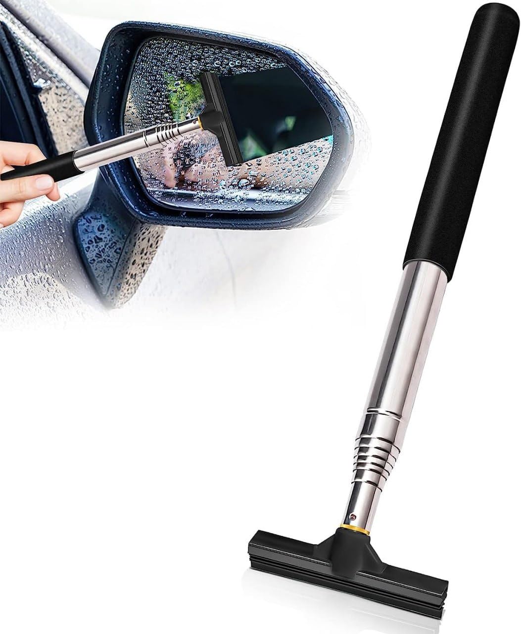 Car Glass Cleaner Tool with Extendable Handle, Windshield Cleaning Brush with Microfiber Pads and Pivoting Head, Telescopic Window Cleaner, (Pack of 1)-image-15