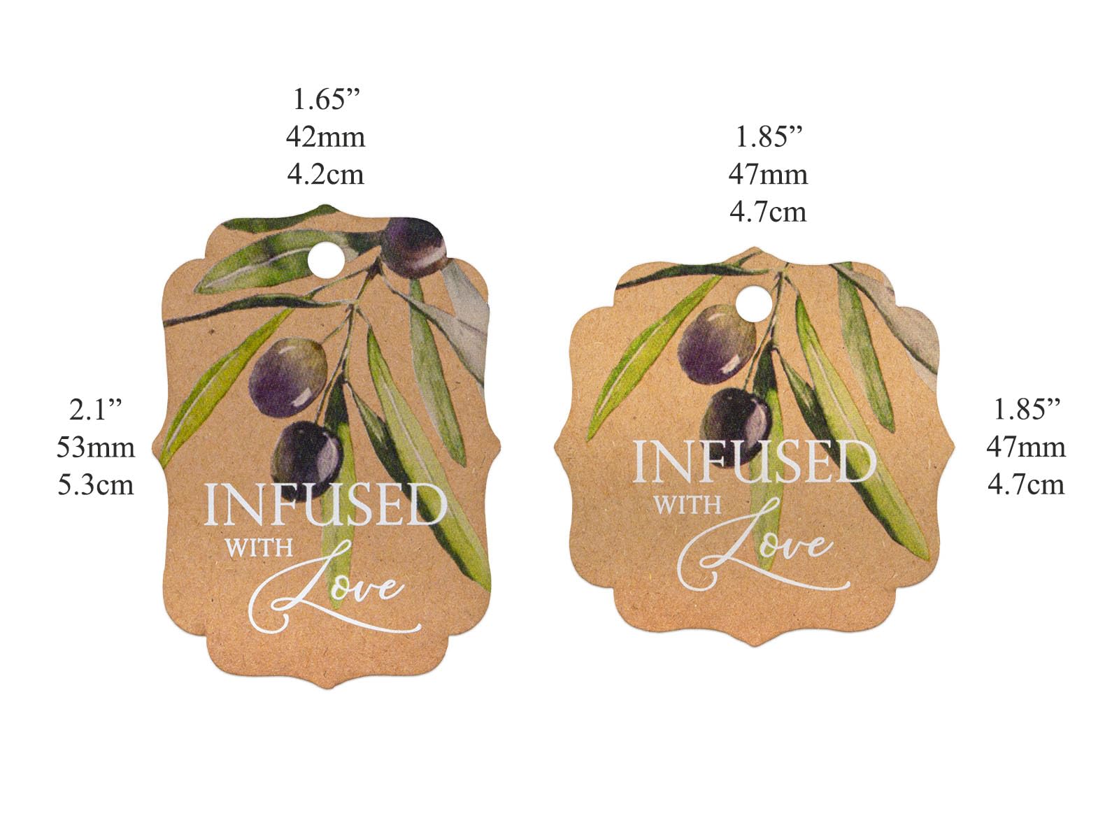 Summer-Ray 50pcs Watercolour Olive Twig Infused with Love Gift Tags Olive Our Love and Thanks Greek Wedding (White, Square) - Image 4