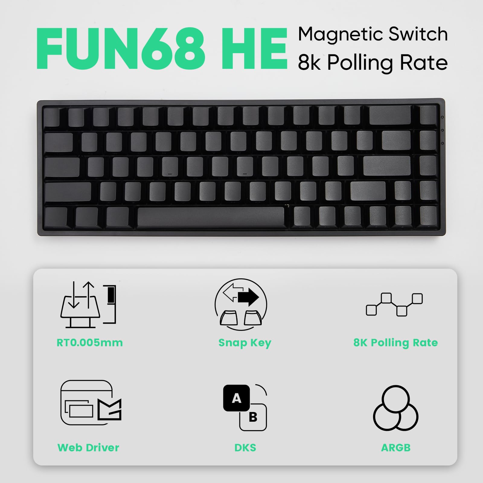 Amazon.com: MONSGEEK FUN68 Rapid Trigger Gaming Keyboard 8k SP HE