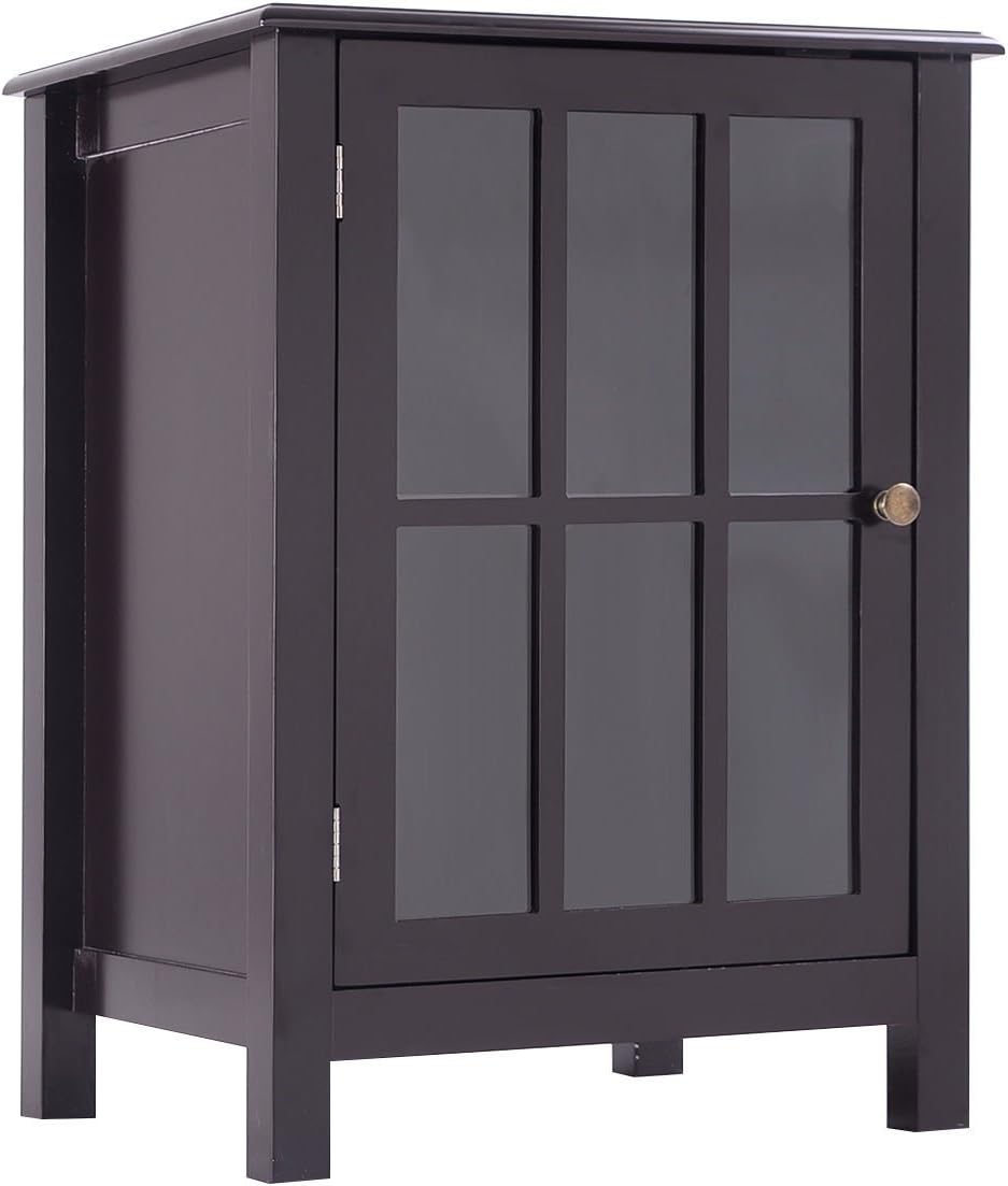 Giantex One Door Accent Cabinet Storage Cabinet 2 Shelf Display Home Decor Coffee