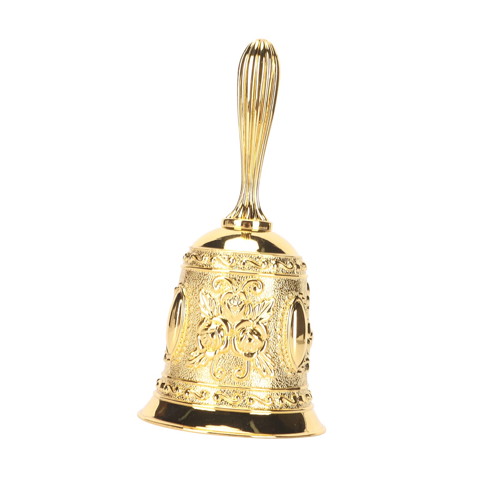 CHICIRISHand Call Bell, Hand Ring Bell,Golden Hand Ring Bell Embossing Golden Call Bell for Restaurant Service Hand Bell for Wedding E