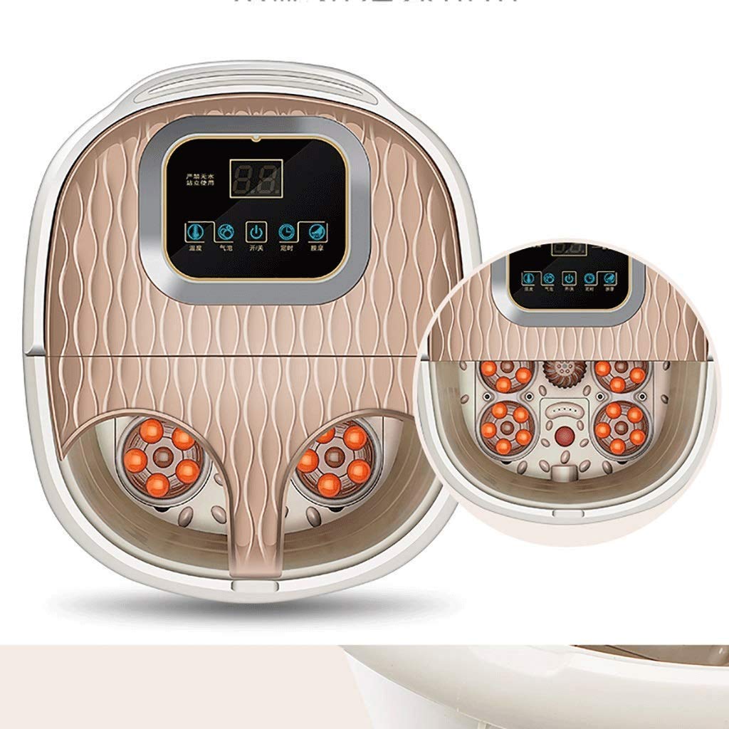 Masajeador de Baño de Spa para Pies con Calor Y Masaje Automático Máquina de Spa de Pedicura de Pies Atletas Bañera de Remojo de Burbujas para Pies, Vibración, Luz Roja