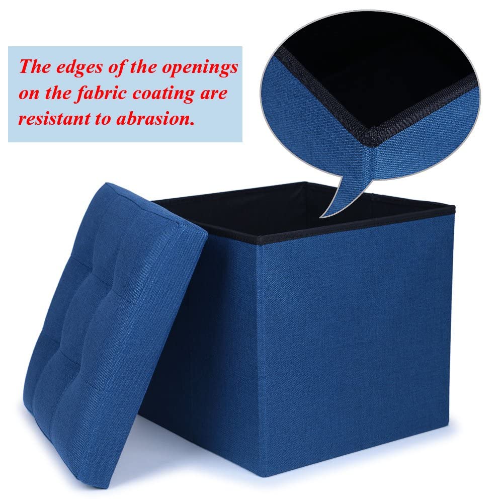 WoneNice Folding Storage Ottoman Cube Foot Rest Stool Seat- 15" x 15"