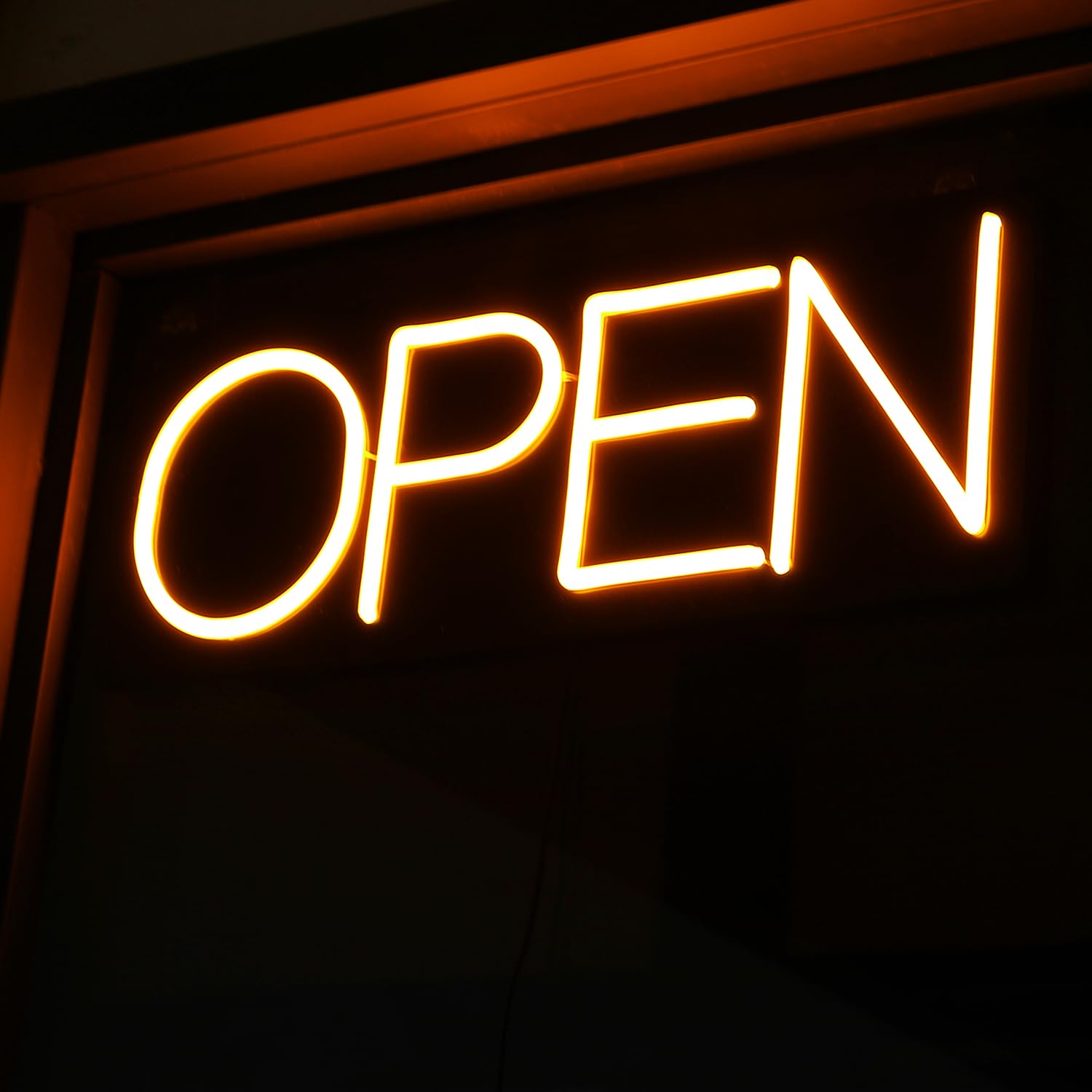 Open Signs for Business 12V/2A Ultra Bright LED Neon Open Sign Lighted Open Sign Electric Light Up Open Sign for Business Storefront Window Glass Door Retail Shop Store Bar Salon Restaurant (Yellow, 32 Inch)