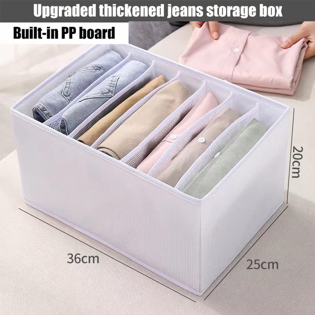 Garde-Robe Organisateur de vêtements pour tiroirs Organisateur de tiroir Lavable Respirant Jeans Compartiment Boîte de Rangement 7 grilles Pliable Mesh Tissu Boîte de séparation pour Chambre