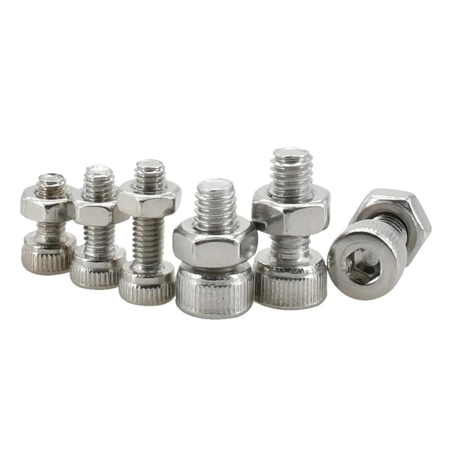 Schrauben Muttern Set Edelstahl-Sechskant-Innensechskantschraube, Bolzen-Mutter-Set, Sortiment-Set, Inbus-Sechskantschrauben, Muttern-Set(M6)