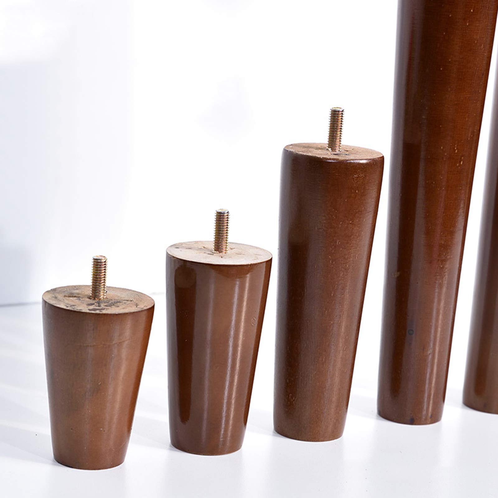 Confezione da 4 Gambe per Mobili in Legno Gambe per Divano in Legno Massello Gambe per Tavolino Coniche Gambe per Mobili in Eucalipto Piedini di Ricambio per Divano TV Mobile Letto Tavolo Poltrona,
