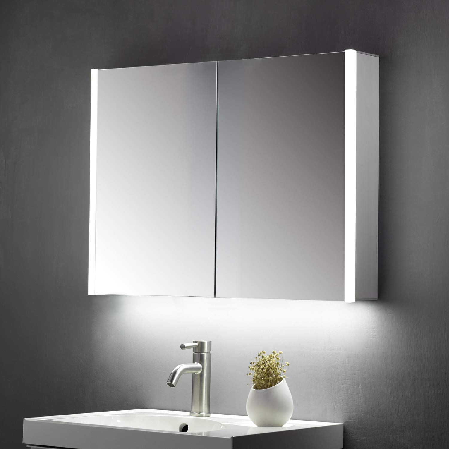 KeenwareKBM-103 LED Bathroom Mirror Cabinet with Shaver Socket; 600x700mm