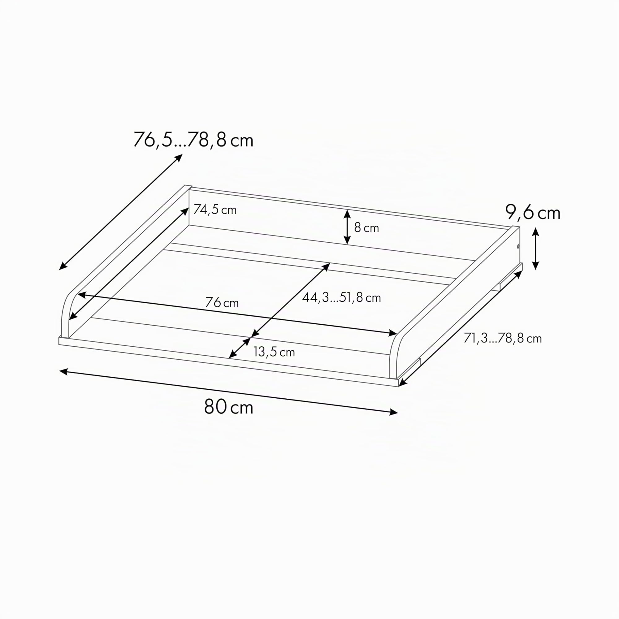 Shefa Kids Table à langer 800 pour commode Ikea des séries MALM, HEMNES et NORDLI - Universel - Chêne