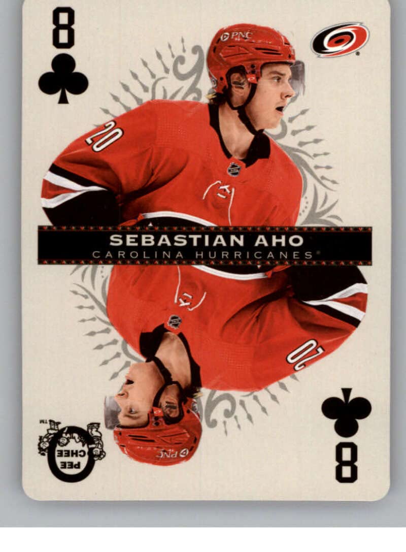 2021-22 O-Pee-Chee Playing Card (Single Card Only) #8-CLUBS Sebastian Aho Carolina Hurricanes Official NHL Hockey Trading Card in Raw (NM or Better) Condition