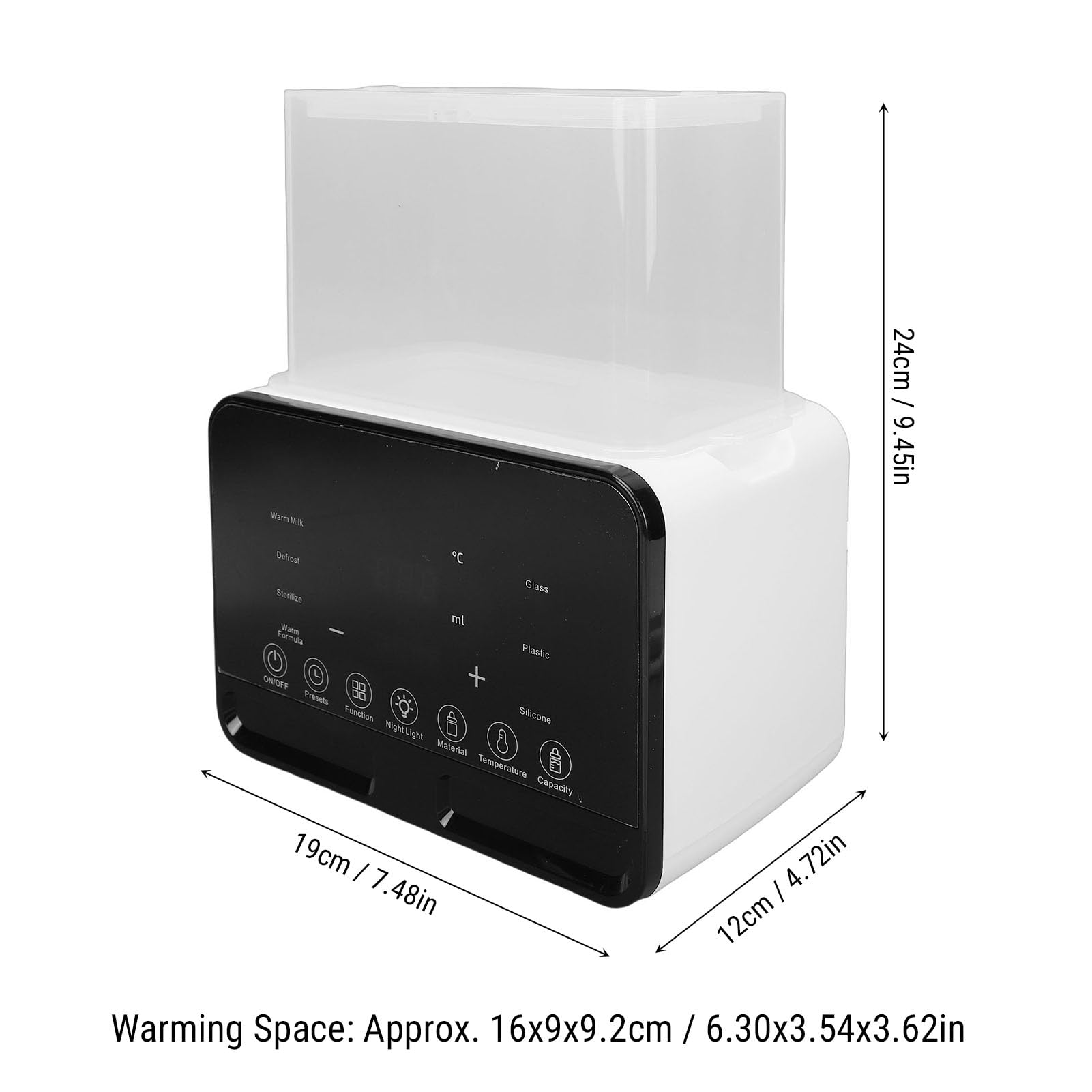 Pongnas Scaldabiberon Doppio 200 W, Display LED a Riscaldamento Rapido Intelligente Multifunzionale 9 in 1 Scaldalatte per Bambini con Riscaldamento e Scongelamento (Spina europea 220 V)