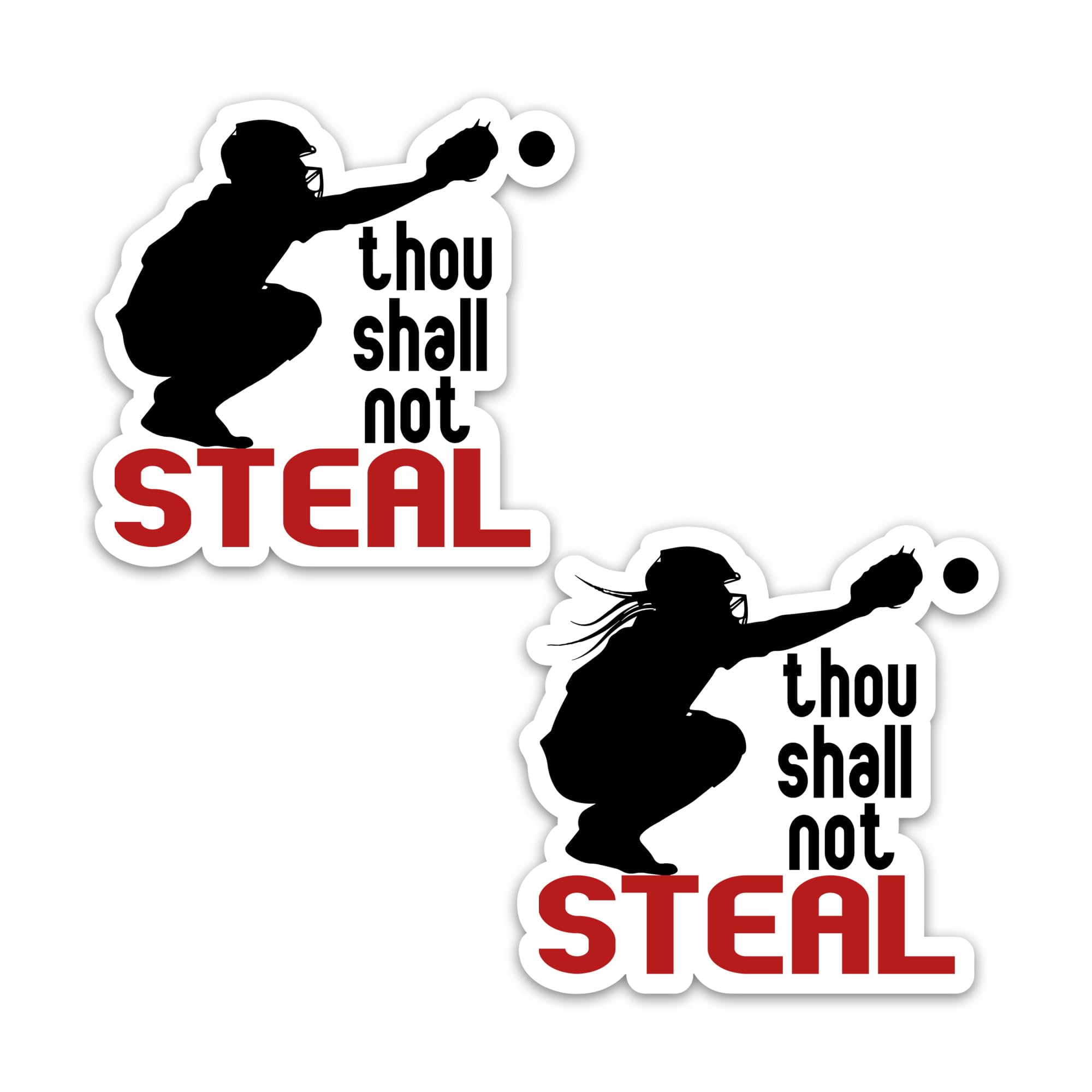 FAVIGNITE Thou Shall Not Steal Sticker, Baseball Softball Stickers Waterproof Vinyl Decals for Catcher's Mask Helmet Laptop Water Bottle Catcher Stickers Gifts for Baseball Softball Men Women Adults