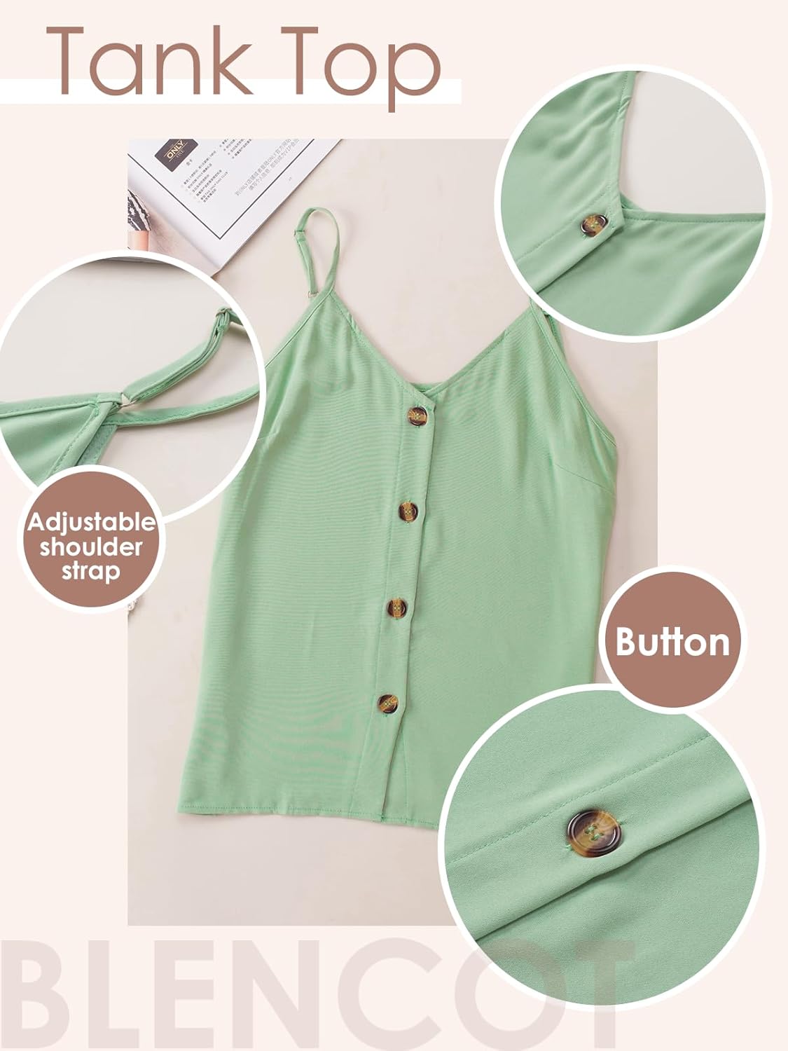 BLENCOT Women Summer Tank Tops Casual V Neck Strappy Loose Beach Sleeveless Shirts Blouses - Image 6