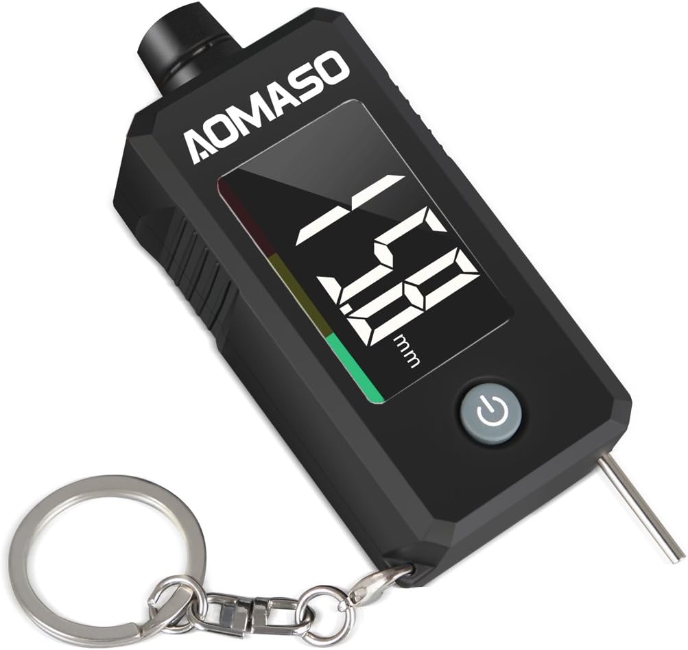Aomaso Tyre Pressure Gauge and Tread Depth Gauge 2-in-1 Digital Tire Gauge with Key Chain for Cars, SUV, Trucks and Most Vehicles