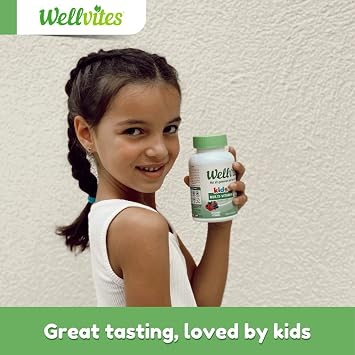Wellvites Kids Multivitamin Gummies - Sugar Free, Vegan, Non-GMO, Vitamin A, D, B6, B12 and C - No Artificial Sweeteners, Gluten-Free, Gelatin-Free - 60 Count (30 Day Supply)