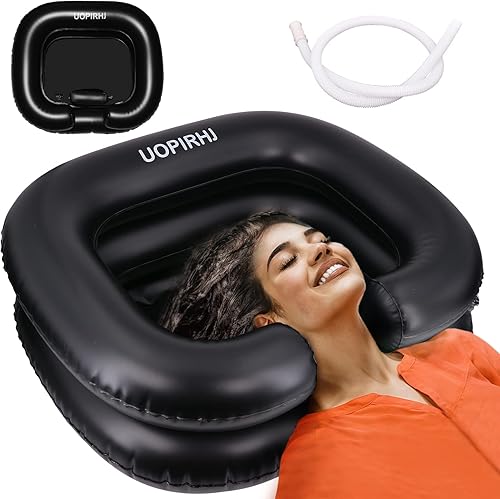UOPIRHJ Lavabo inflable portátil para lavar el cabello en cama, lavar el cabello en la cama con champú inflable. Lavabo de lavado de cabello para