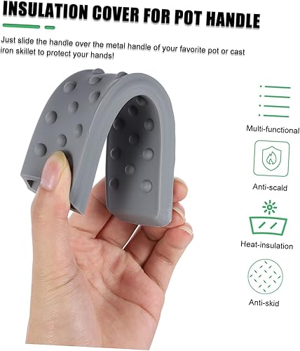 Miniatura 7 de Uonlytech - Funda de silicona para mango de olla de escaldado, funda sin sartén para calor, diseño ligero que se adapta a asas de utensilios de