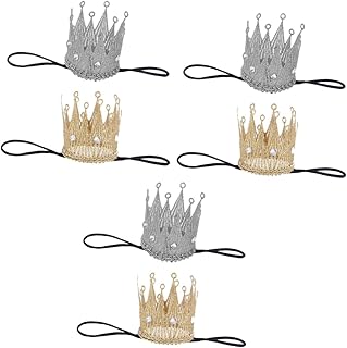 Toyvian 6 Pcs children's crown headband infant headband baby crown hairband pageant crowns princess crown glitter headband hair ties kids baby birthday headband baby party headband fabric